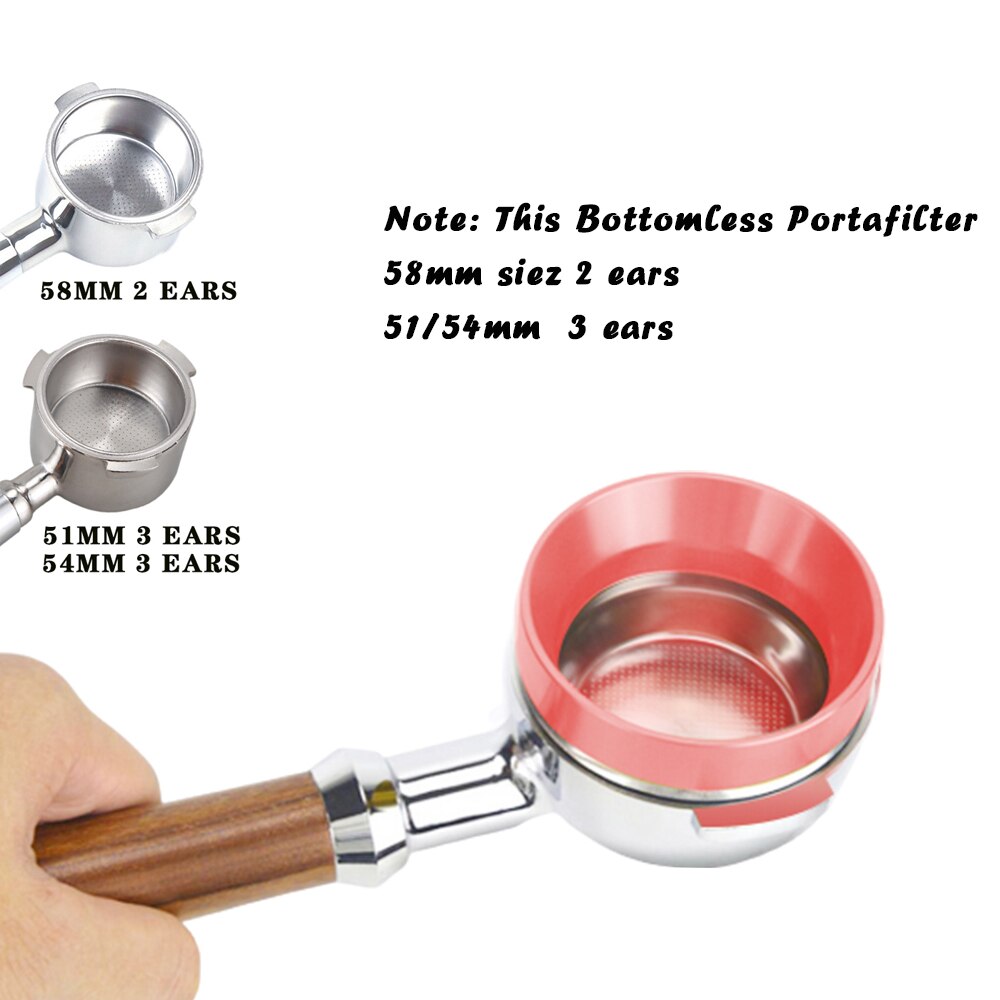 Rustfritt stål espressomaskinhåndtak 51mm 54mm 58mm bunnløs holder bunnløs portafilter for delonghi: 58mm / Wareset rose