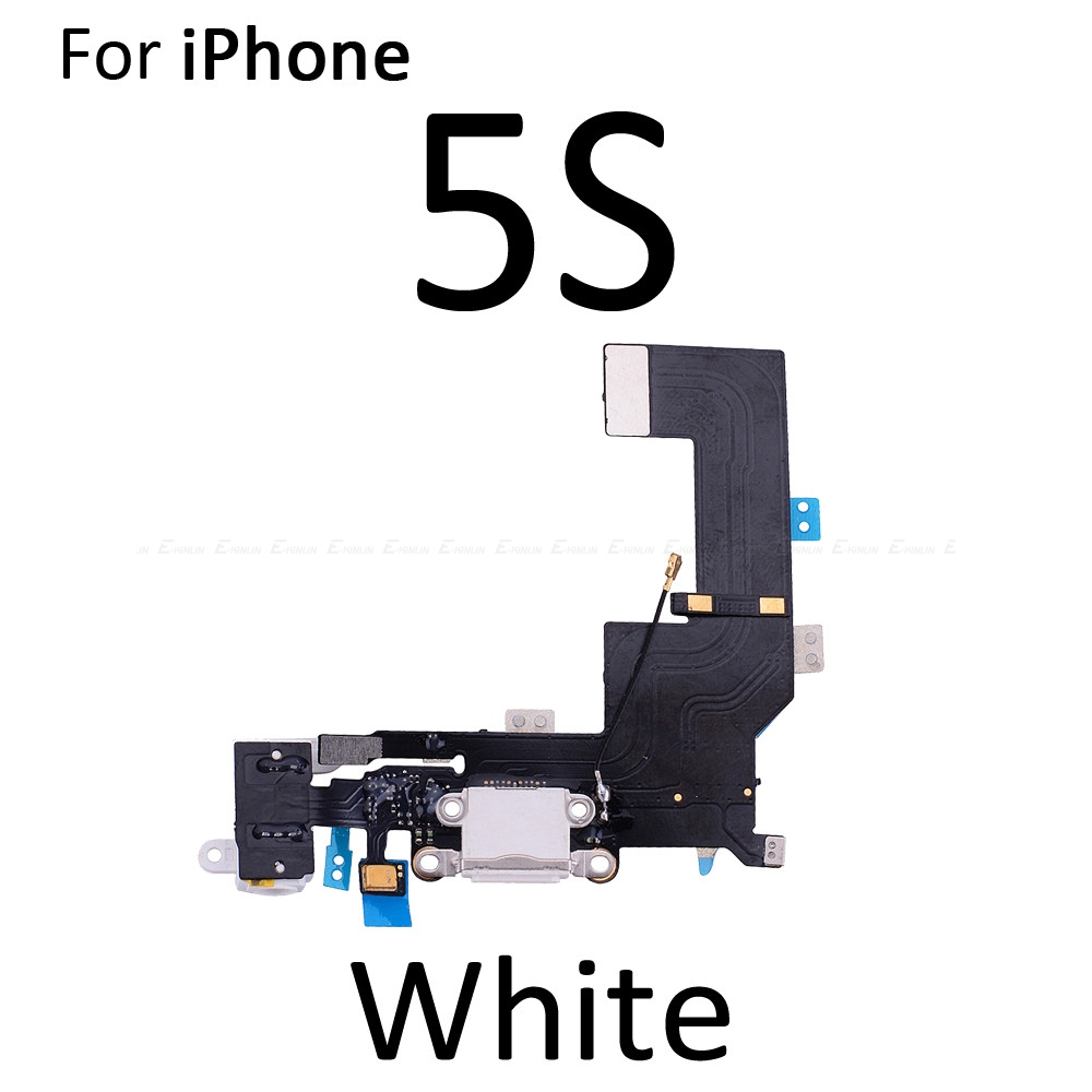 Charger Charging Port Dock Connector Flex Kabel Voor Iphone 4 4S 5 5S 5C Se Met Microfoon Hoofdtelefoon audio Jack Vervanging Deel: For iPhone 5S White