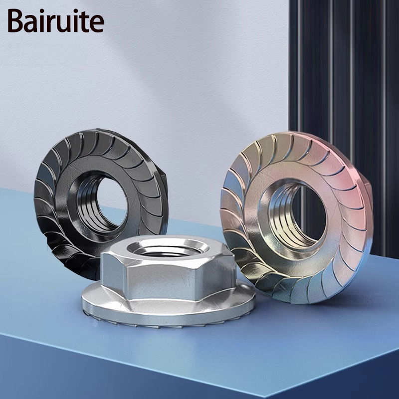 Nickel-plated hexagon flange nut nut tooth with gasket locking non-slip nut M2M3M4M5M6M8M10M12