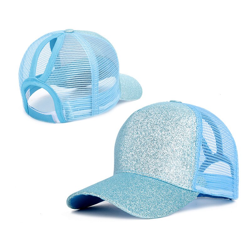 Vrai papa chapeau à l'été de camion de paillettes pour queue de cheval casquette de Baseball après l'ouverture prêle filet transfrontalier: Bleu