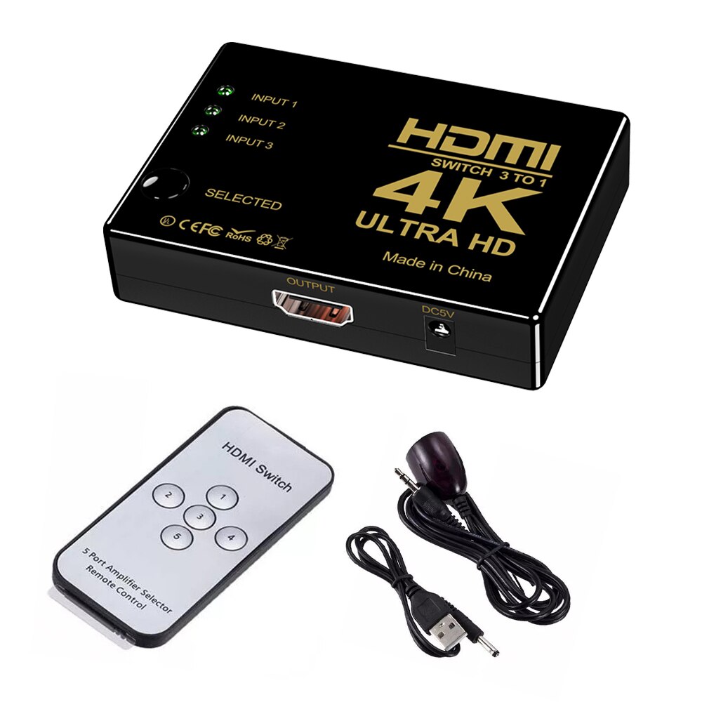 4K 5x1 HDMI Switcher 5 Port HD Switch HD Video Switcher Adapter 5 Input 1 Output Port HDMI Hub for Xbox PS4 DVD PC BOX Z2: 3 In 1 Out