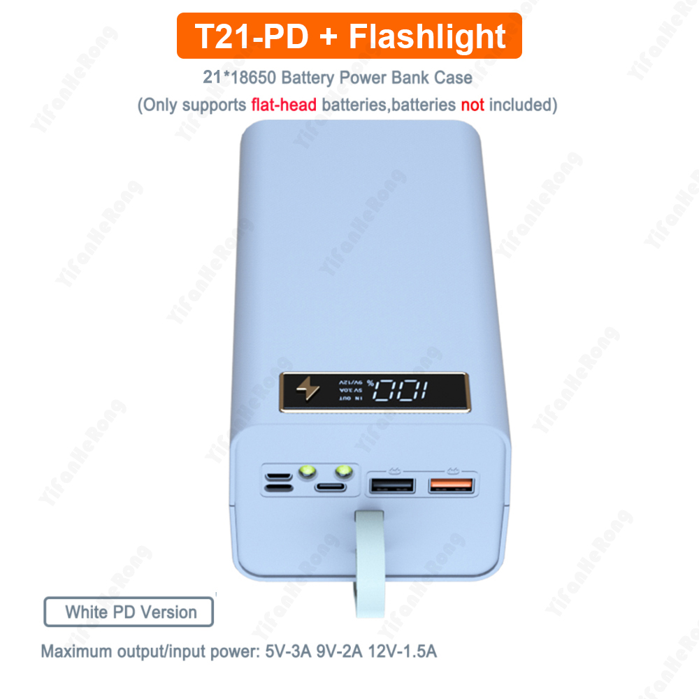 DIY Detachable Power Bank Case 21PCS 18650 Batteries Wireless Quick Charge For Phones Charging 21×18650 Battery Storage Boxes: Yellow