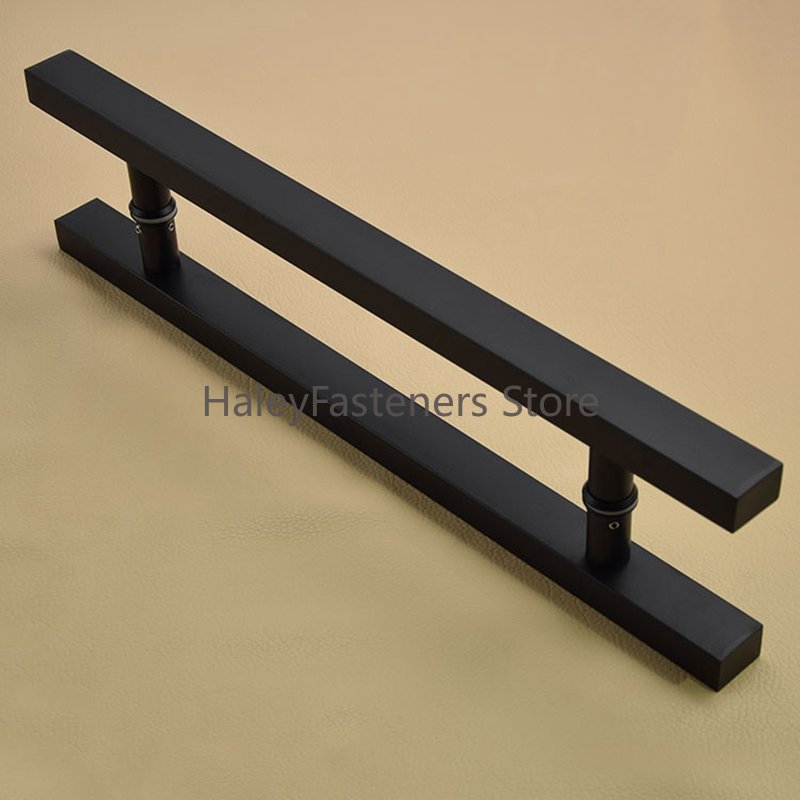 Manija de puerta de vidrio/madera de acero inoxidable negro mate