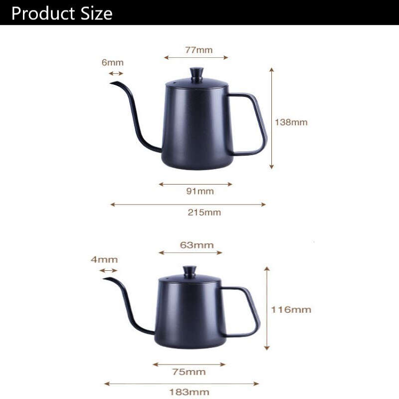 350ml/600ml Coffee Tea Pot Stainless Steel Long Gooseneck Spout Kettle Hand Drip Kettle Pour Over Coffee Pot With Lid Coffeeware