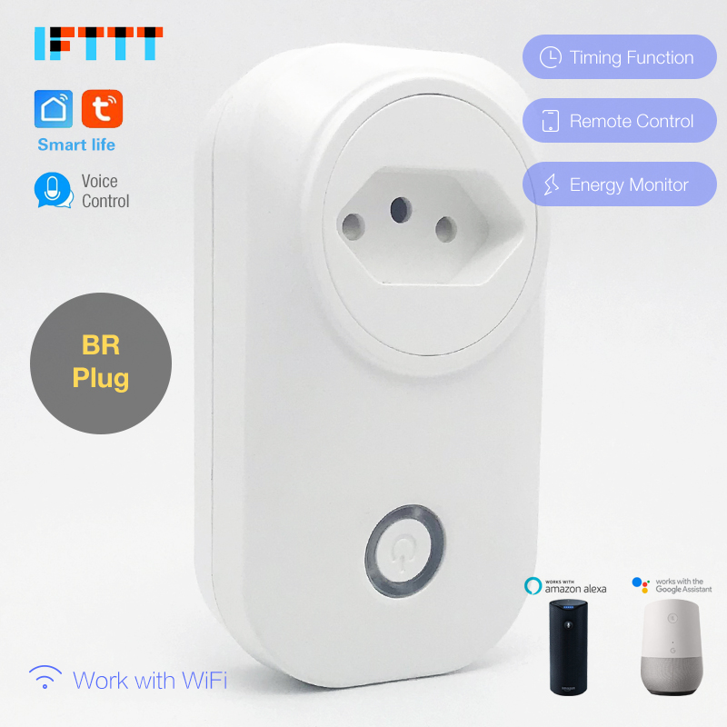 Wifi smart brazil plugg strømmonitor 16a br smart stikkontakt trådløst uttak stemmekontroll arbeid med alexa google home