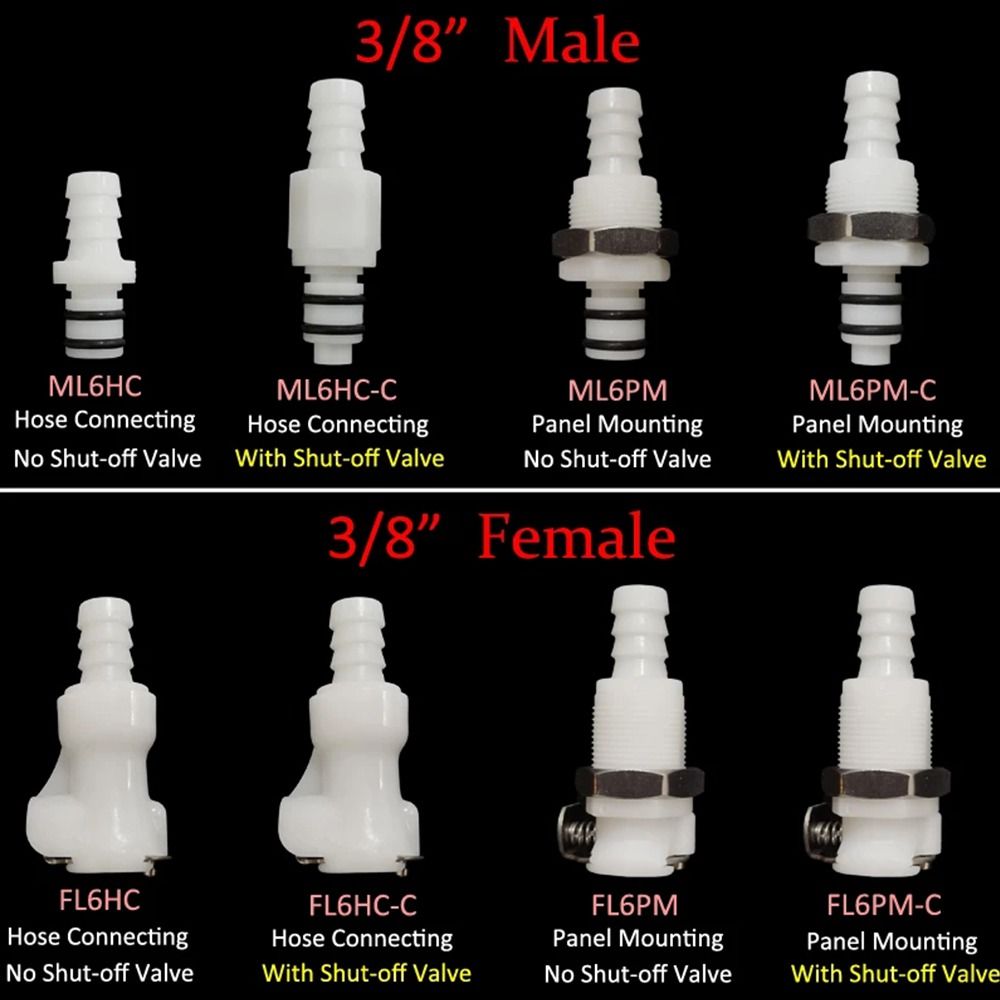 1Pcs Tube Connector Hose Joint Disconnect Fitting Coupling Male Female Quick Coupler 5/16 3/8 L-Series Hose Barb Valved