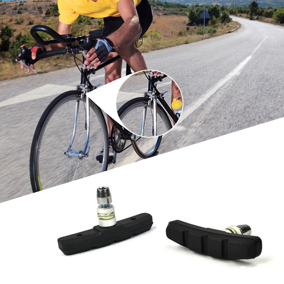 2PCS Bicycle Mountain Brake V-brake pads with Mud Trough Silent Bicycle Brake Pads Road Bike Brake Pads Rubber Sheet Replaceable