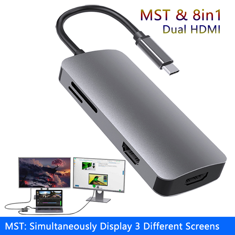 MST USB C Station d'accueil pour ordinateur portable USB 3.0 HDMI PD SD TF Hub USB pour ordinateur portable Macbook Pro HP DELL Surface Lenovo Samsung Dock