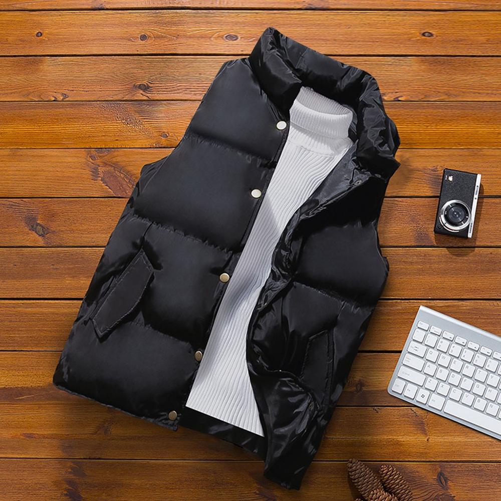Männer Unten Westen Weiß Winter Jacken Weste Männer Ärmel Solide Zipper Mantel Mantel Warme Westen Plus Größe M-3XL 4 #