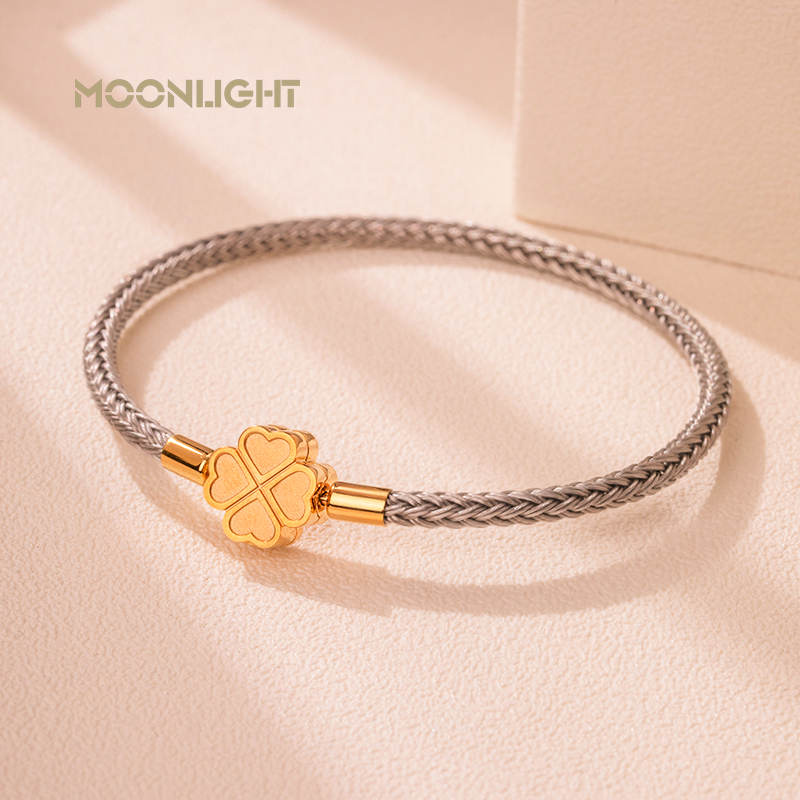 MOONLIGHT Mode Klassieke Klavertje Vier Armband voor Vrouwen Roestvrij Staal Gevlochten Armband Vrouwelijke Sieraden 10 Kleuren