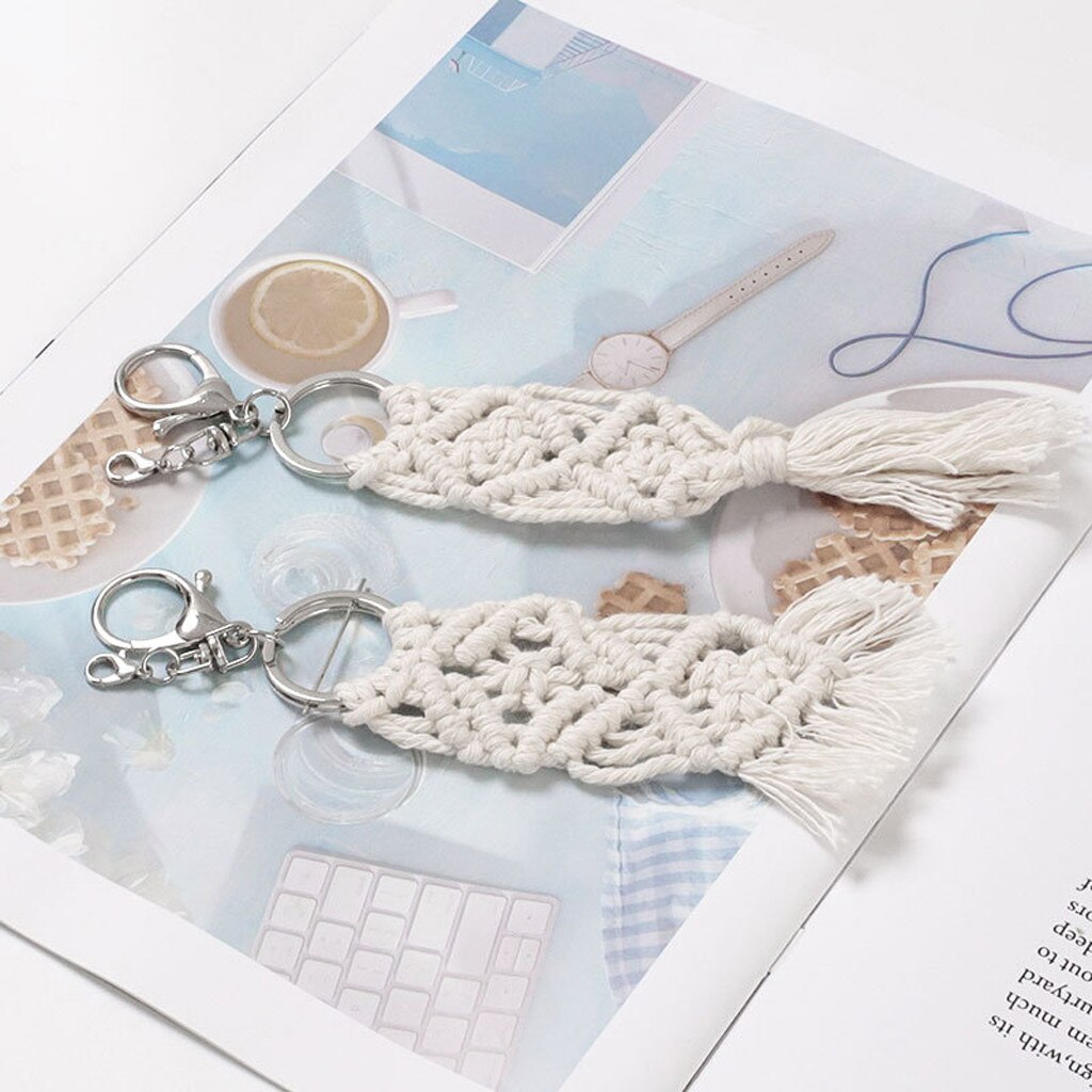 25# Artilady Hawaii Tassel Keychains For Women Boho Key Holder Keyring Macrame Bag Charm Jewelry For Friends