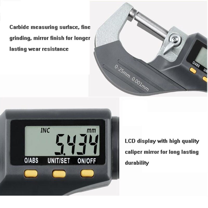 Electronic Digital Display Outer Diameter Micrometer 0-25mm Spiral Micrometer Micrometer Alloy Micrometer Measuring Instrument