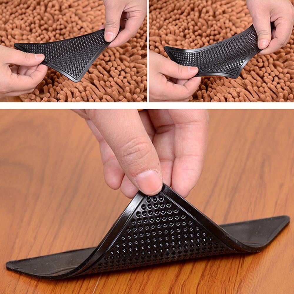 1 st triangel återanvändbar anti-slip gummimatta halkskydd matta tvättbar matta gripper stopper tejp klistermärke svart hörn pad