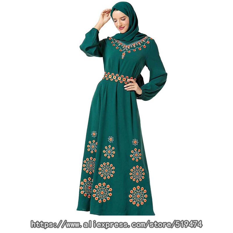 Floral Abaya Kaftan Dubai turco Hijab musulmán vestido vestidos caftán ropa islámica para mujer Robe islámico Omani Elbise Kleding