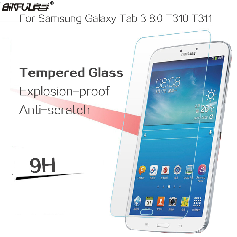 BINFUL Gehard Glas Screen Protector Voor Samsung Galaxy Tab 3 8.0 T310 T311 Tablet Gehard Protective Film