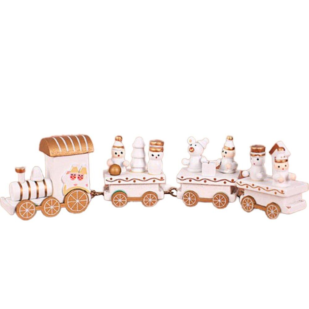 Christmas Wooden Train Toys Lovely Decoration Christmas Ornaments Wooden Train Children's: White