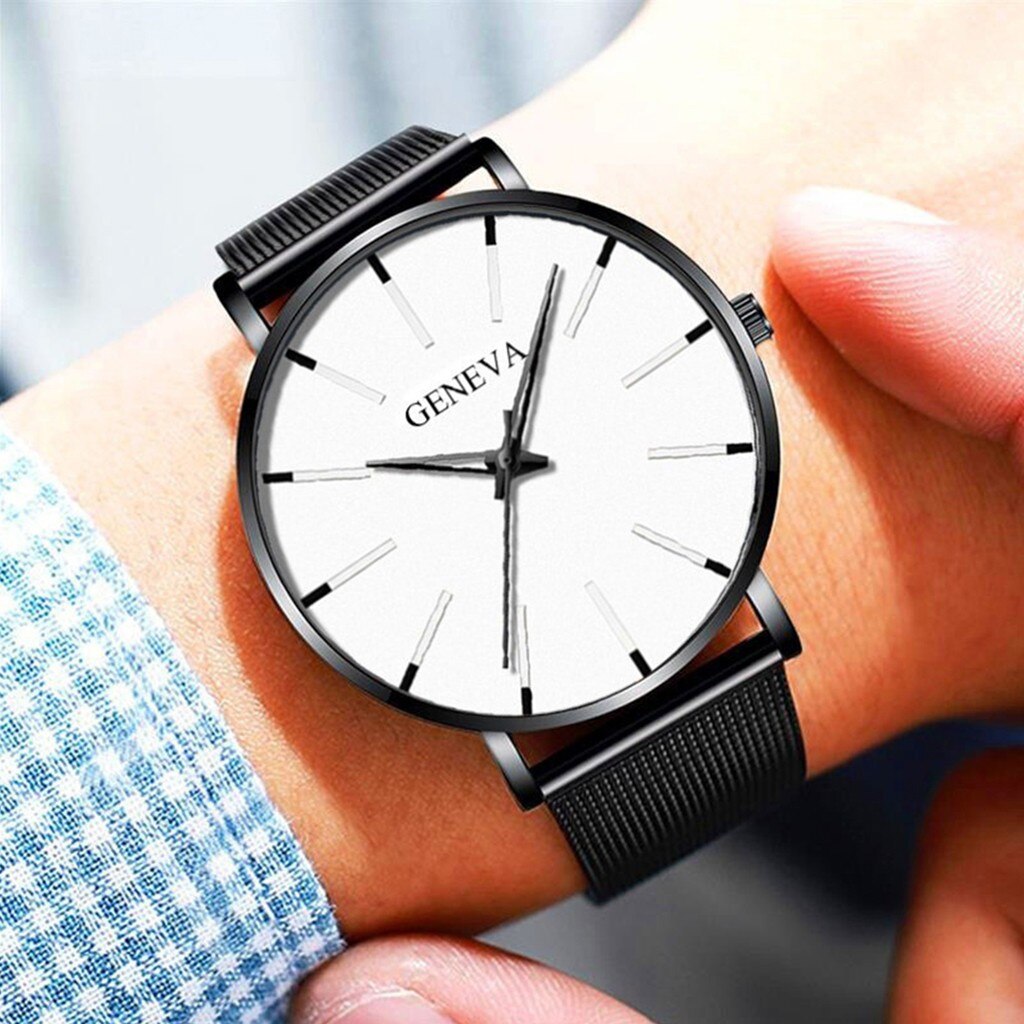 Mannen Mode Ultra Dunne Horloges Minimalistische Eenvoudige Mannen Business Roestvrijstalen Gaas Riem Quartz Horloge Relogio Masculino # Cl
