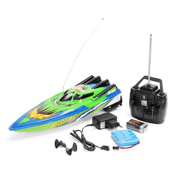 Radio fjernbetjening højhastighedsbåd twin motor rc racing udendørs rød/grøn legetøjsskibe fjernbetjening rc barco til børn: Grøn