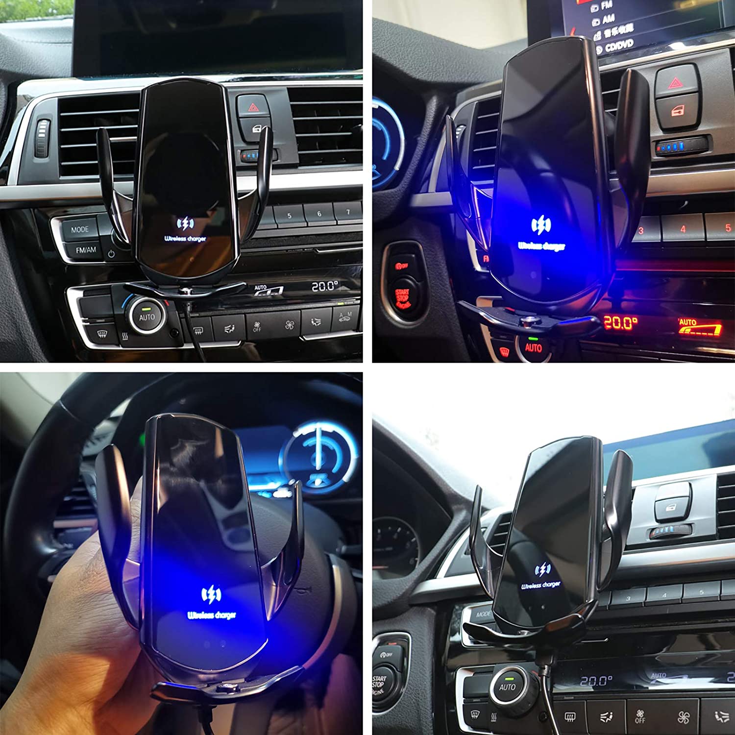 Carregador de carro sem fio montar 15w qi automático aperto ar ventilação suporte do telefone para o iphone 12 11 xs xr x 8 samsung s20 s10 nota 20 10