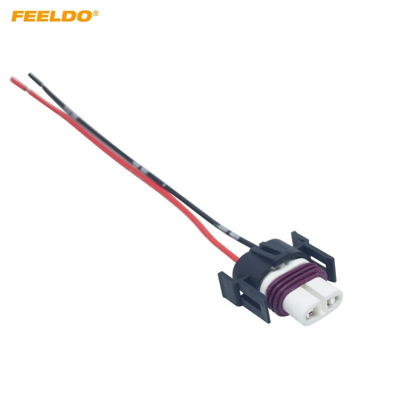 FEELDO 2Pcs Car Headlight Ceramic Socket Wire Connector For H11 H8 H9 LED HID Light Wiring Harness Plug #AM5942