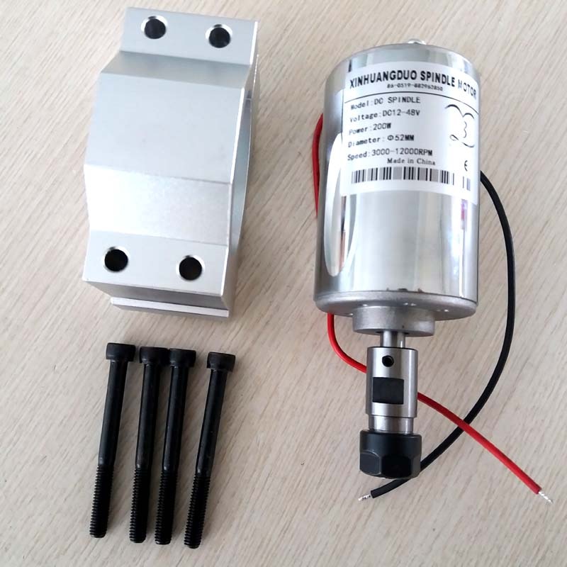 Engraving Machine DC Spindle motor ER11 3.17mm 200W High Speed Spindle Brush Air Cooled PCB Spindle Motor and Bracket 1set