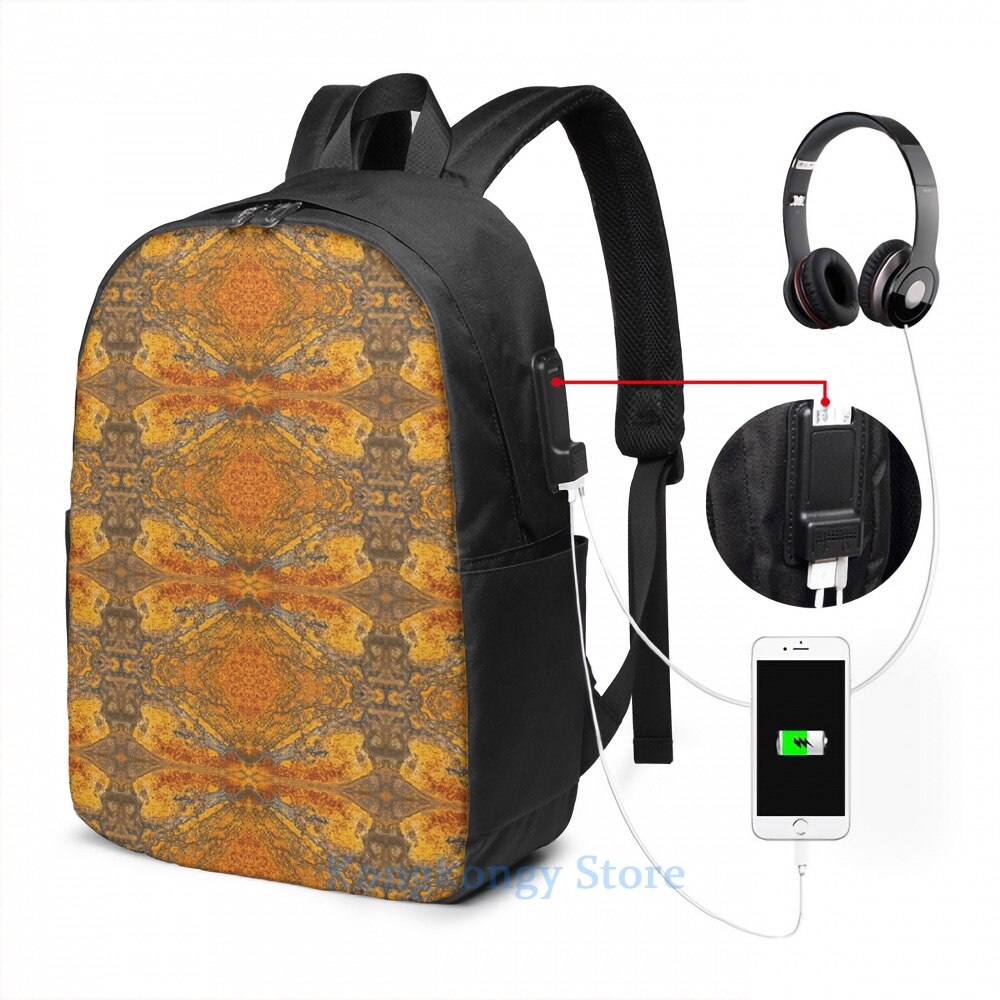 Divertido estampado gráfico Rorschach moho USB carga mochila hombres escuela bolsas mujer bolsa viaje laptop bolsa: USB Backpack 17 in