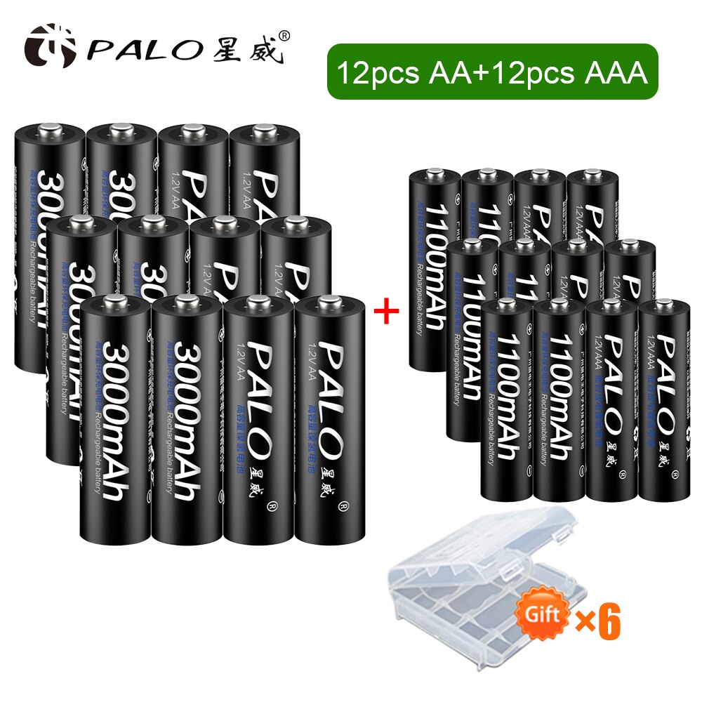 8Pcs 1.2v AA Battery Rechargeable+1.2V Nimh AAA Rechargeable Battery+Lcd Display Usb Smart Battery Charger For 1.2V Nimh AA AAA: 12AA and 12AAA