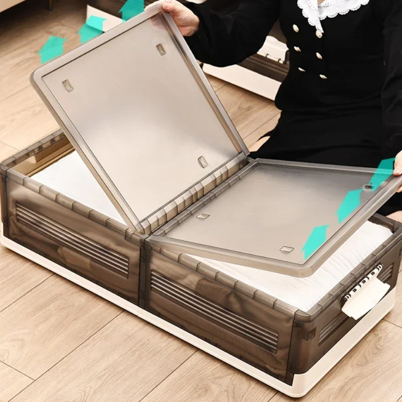 Storage Organizer Underbed Storage Box for Household Use with Wheels ,Flat Organizing Box,Foldable Bed Tail Clothing Storage Box
