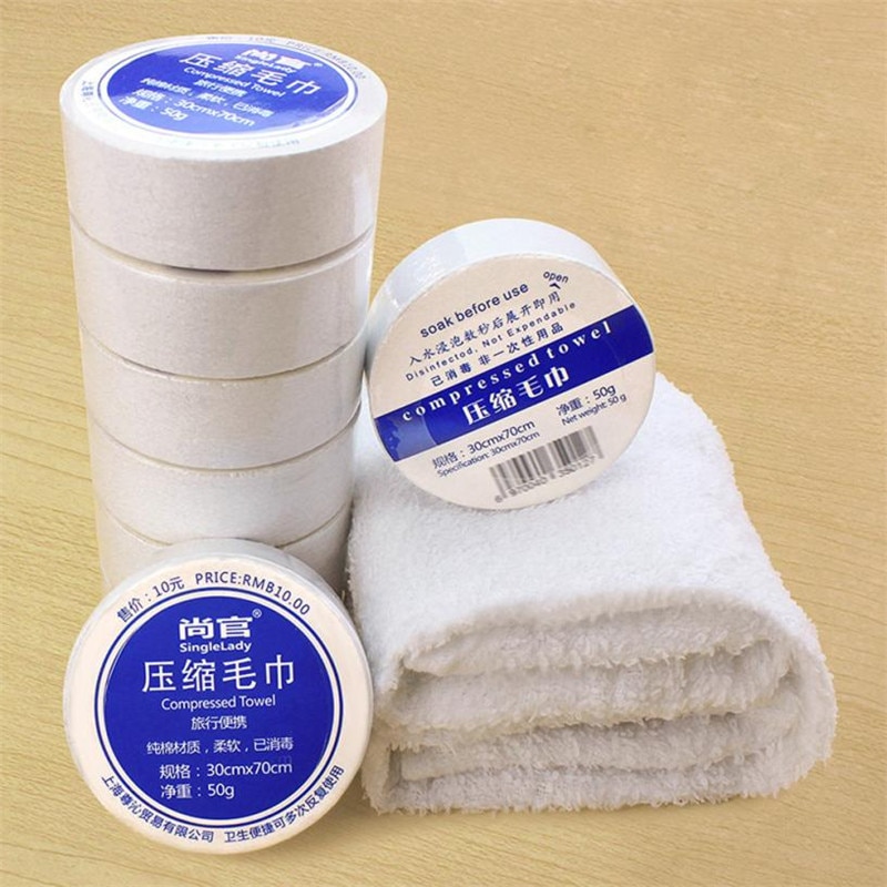 White Compressed Towel Magic Outdoor Travel Wipe face cloth 30*70CM Soft Cotton Expandable Just Add Water Towels