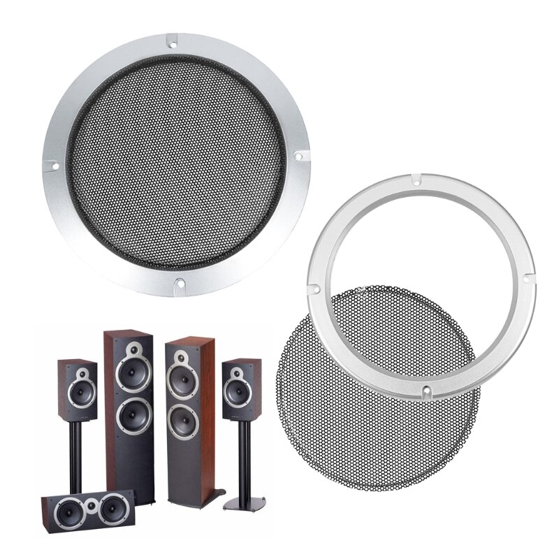 1 paar Silber Ersatz Runde Lautsprecher Schutzhülle Mesh Net Abdeckung Lautsprecher Grille 2/3/4/5/6.5/8/10 zoll Lautsprecher Zubehör