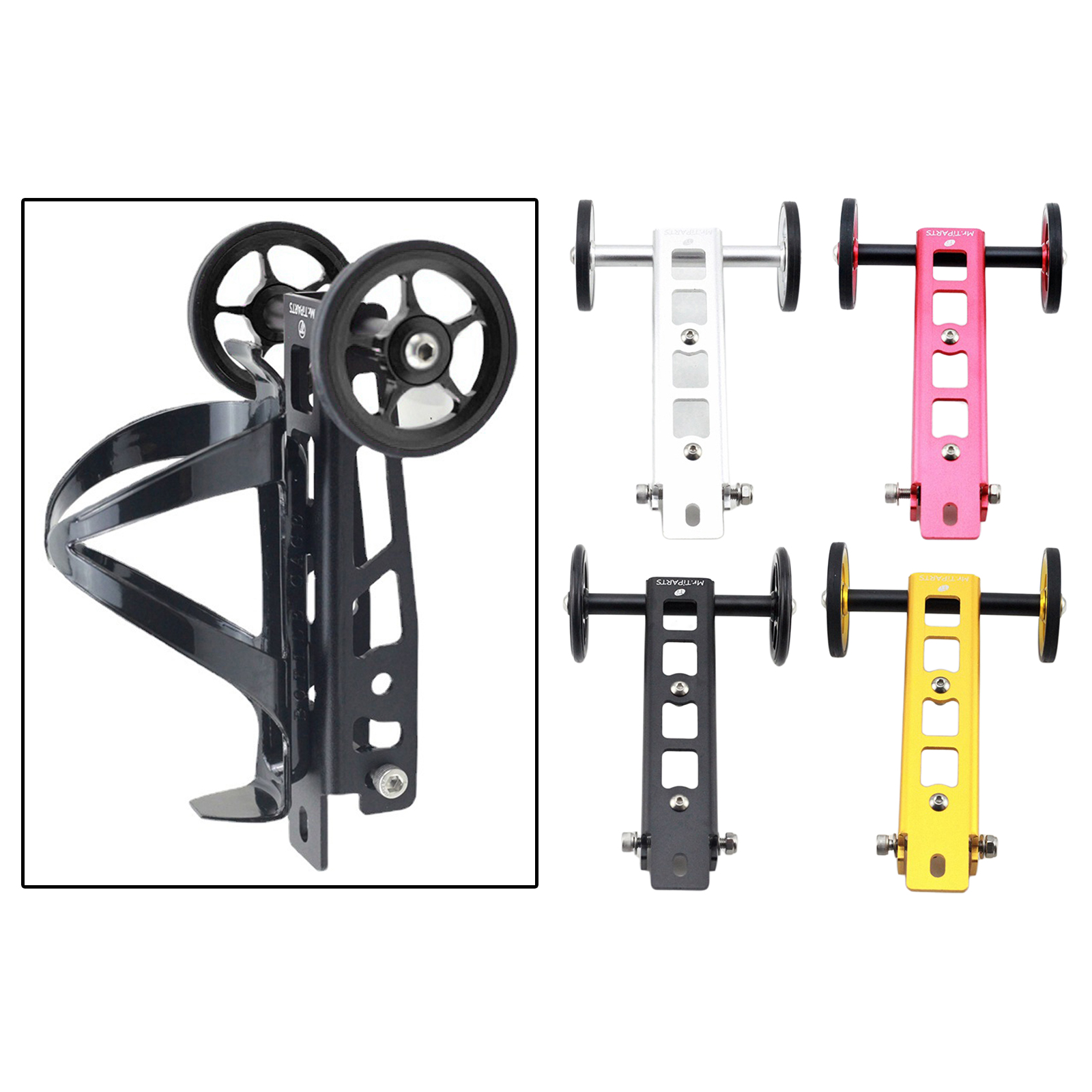 Roue facile à pousser pour vélo pliable Birdy, support de stationnement en alliage d&#39;aluminium, porte-bouteille, pièces de vélo pliant