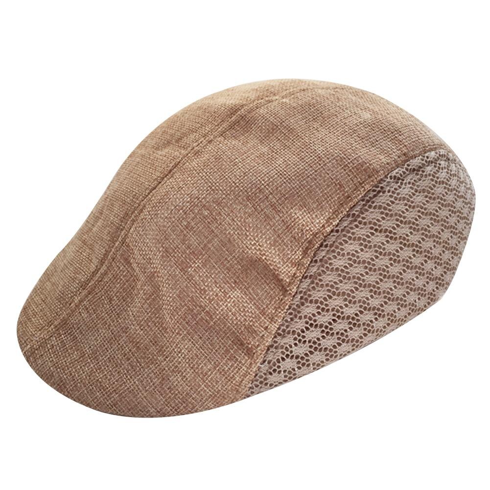 Boina plana de lino transpirable para hombre y mujer, gorro plano de estilo Otoño, cómodo, con visera, para Golf
