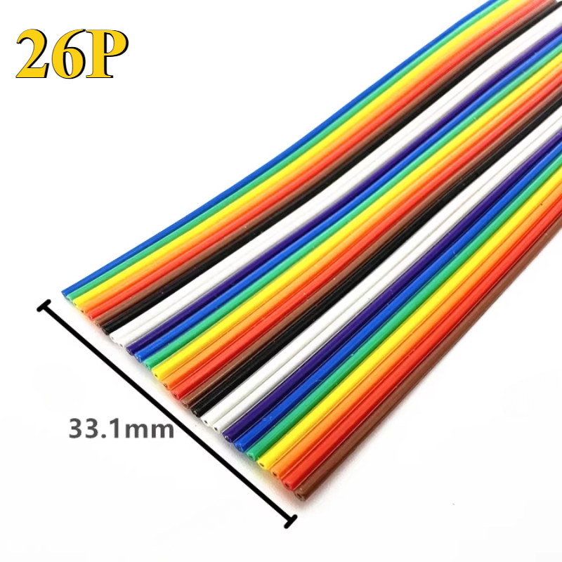 1/3/5/10/61 meter 10/14/16/20/26/34-60p /1.27mm -tons platt bandkabel med 2651 färger, regnbågsfärgad dupont-tråd för idc 2.54mm fc-kontakt