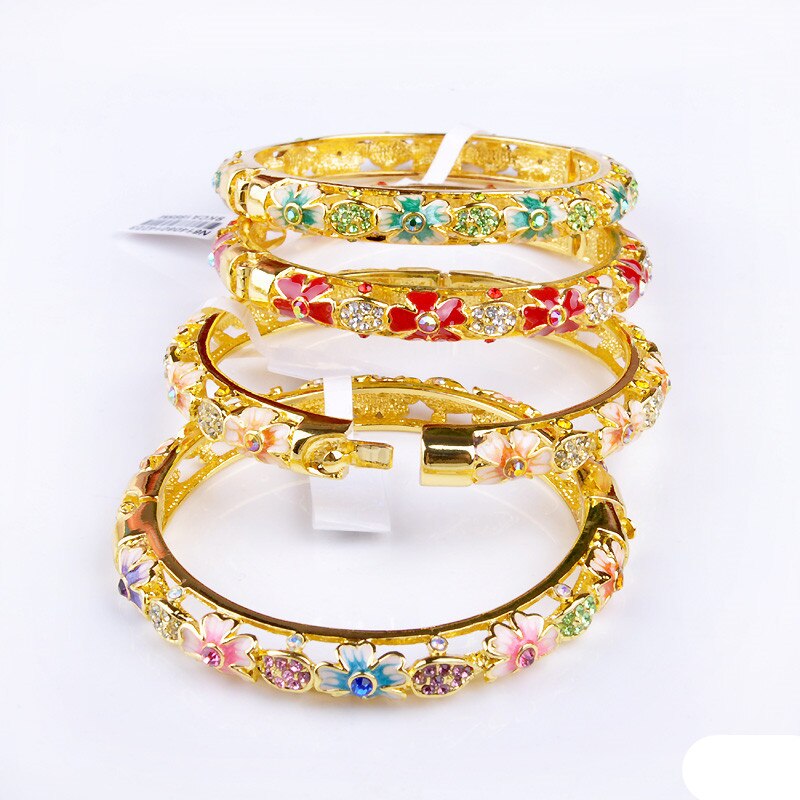 7 escolhas moda feminina chinesa cloisonne pulseira oco duplo cristal flores pulseiras presente