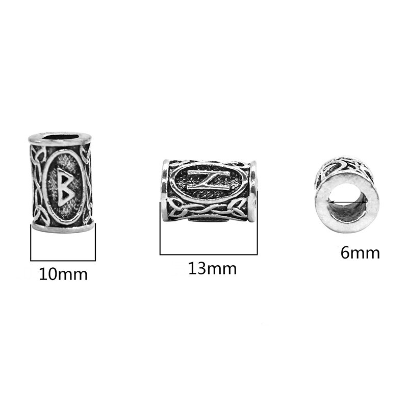 1 set viking runor lösa pärlor stort hål tiwaz tyr sol rune odal futhark runa spacer pärlor för hår pärlor gör själv smycken