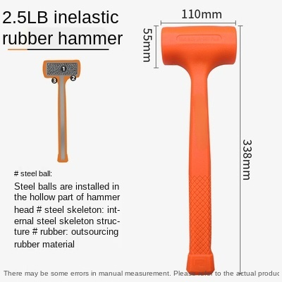 Martillo de goma no elástico de 4.0LB, herramienta de decoración especial multifuncional para pegar baldosas de suelo de madera, 2.5LB 3.0LB: 2.5LB