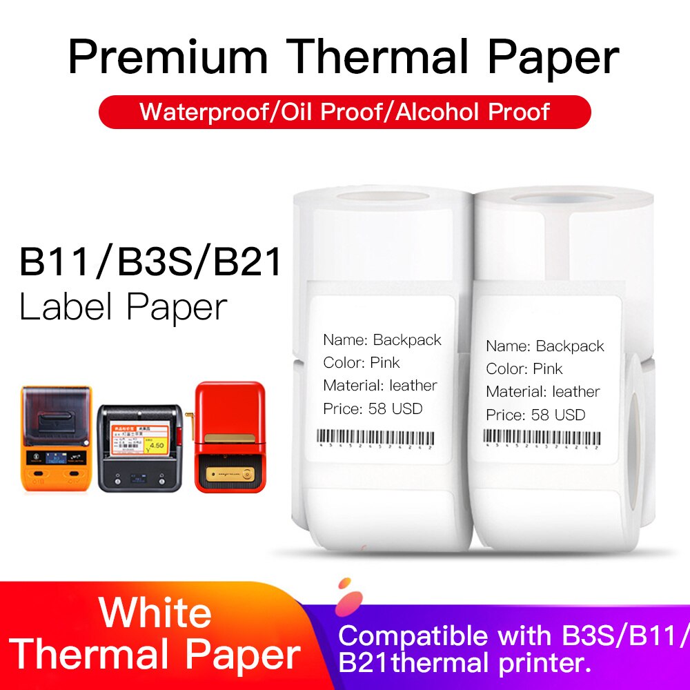 3 rolle Thermo Druck Papier Selbst-Klebstoff Papier Barcode Preis Größe Name Etikett Papier für Niimbot B3S/B11/B21 Thermische Drucker