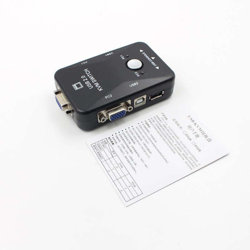 USB 2.0 KVM Switch Switcher 1920*1440 VGA SVGA Switch Splitter Box 2 Port with Two Cables for Keyboard Mouse Monitor Computer