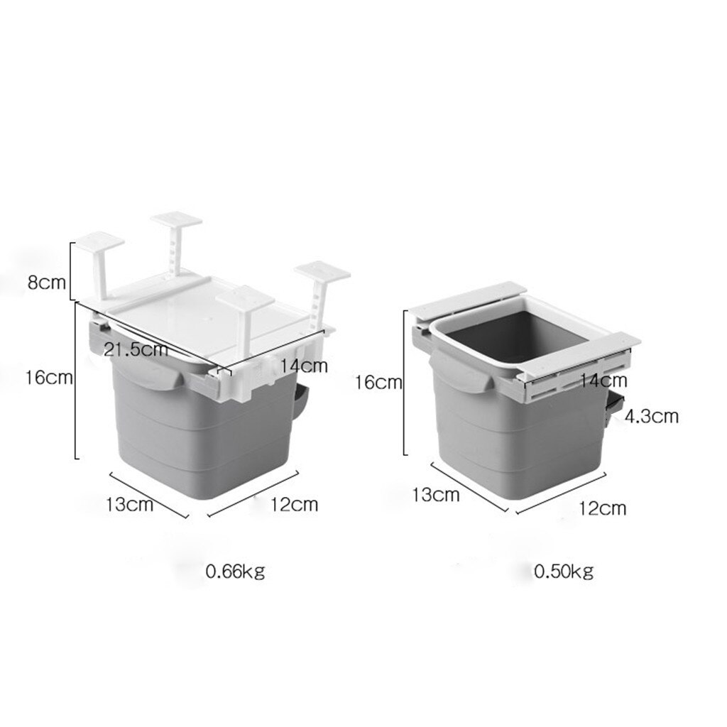 Cubo de basura adhesivo retráctil oculto para escritorio de oficina, cubo de basura, cubo de basura, contenedor de residuos para el hogar, cocina, baño, caja de barril de artículos diversos