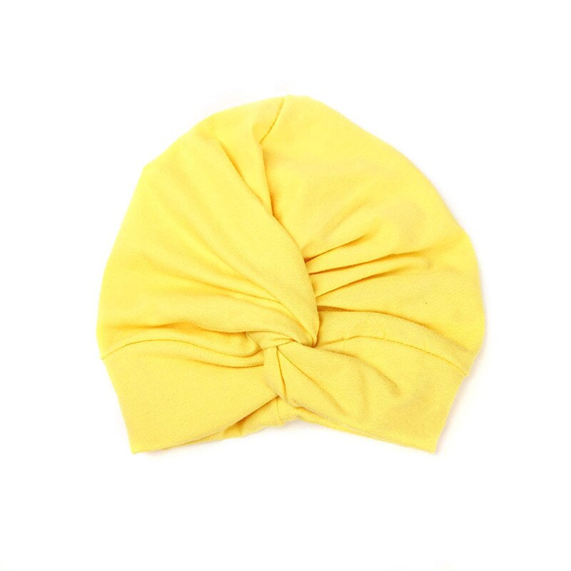 Baby Hoofdbanden Effen Katoen Tulband Hoofdband Voor Baby Meisjes Stretchy Beanie Hoed Hoofddeksels Baby Haarband Faixa Cabelo Para Bebe: YELLOW