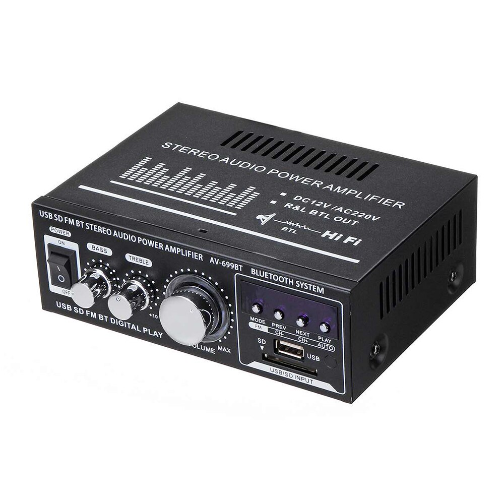 12 V/220 V 400W 2 CH Bluetooth HiFi Stereo Verstärker USB SD Radio Audio Power Verstärker für hause Auto