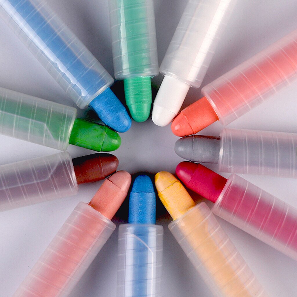 12Pcs Multicolor Water-Soluble Dust-Free Kids' Drawing Graffiti Chalk Sticks