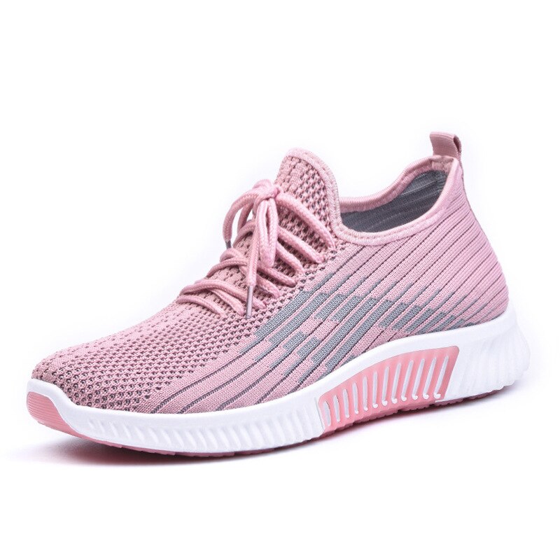 Kosz Femme 2020 kobiety sportowe buty do tenisa sznurowane oddychające tkaniny skarpetki trampki Fitness różowe damskie trenerzy Tenis Feminino: Różowy / 7