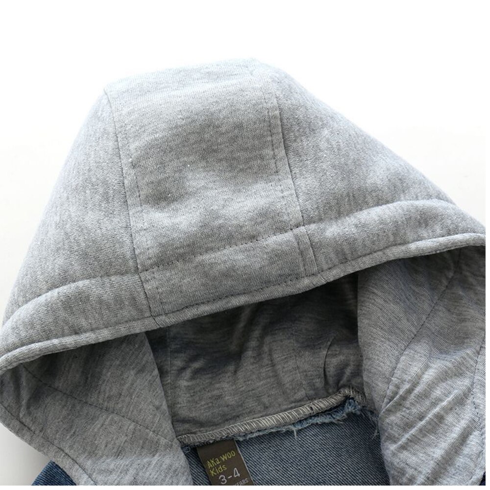 Mudkingdom meninos denim casaco casaco com capuz cardigan moda outono outerwear para roupas menino zíper bolso casaco crianças roupas