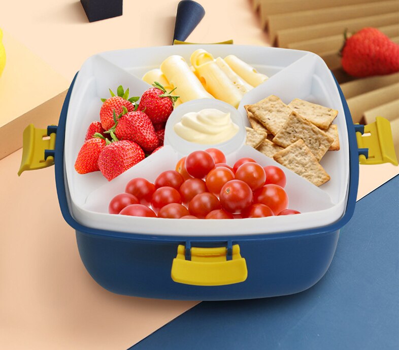 Bento Salad Lunch Container To Go, 1200ml Salad Bowls with Compartments, Salad Dressings Container for Salad Toppings, Snacks