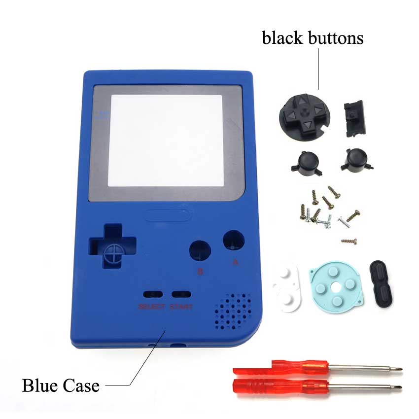 1PCS di Plastica Pieno di Caso Della Copertura Dell'alloggiamento per Gameboy Pocket Console di Gioco per GBP Borsette Caso W/Bottoni Kit pad in gomma A Vite Driver: O Blue Soft Surface