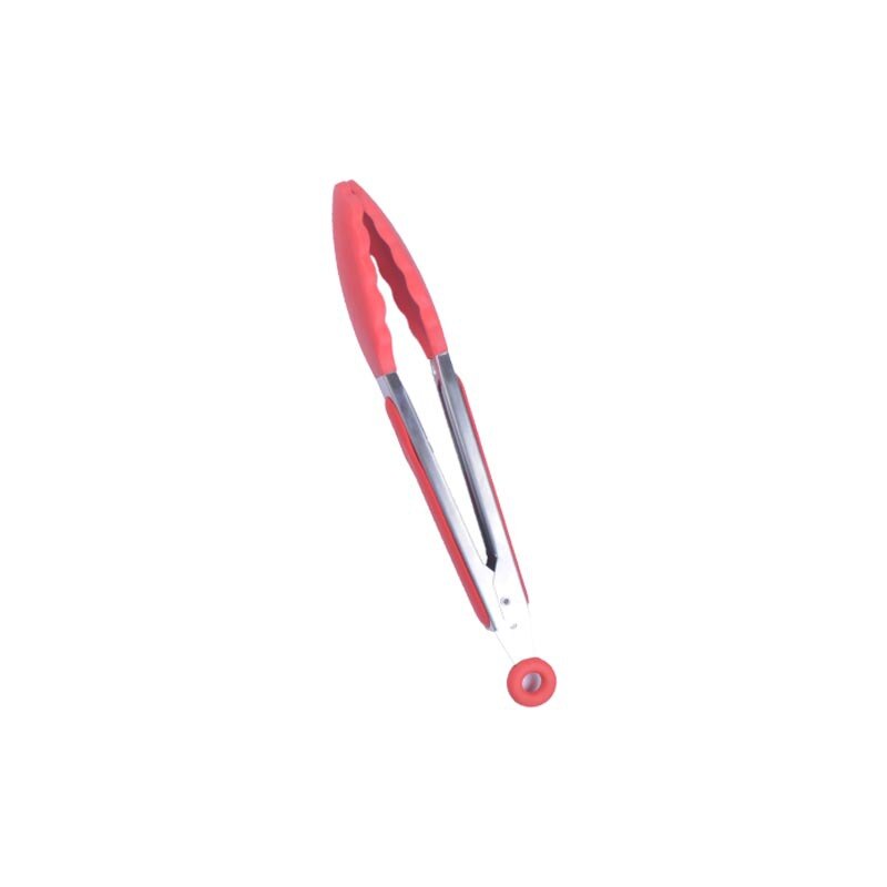 9/12Inch Stainless Steel Silicone Food Tongs Non-Slip Cooking Clip Salad Serving Bbq Tools Grill Tongs Multiuse Kitchen Tool: 9Inch Red