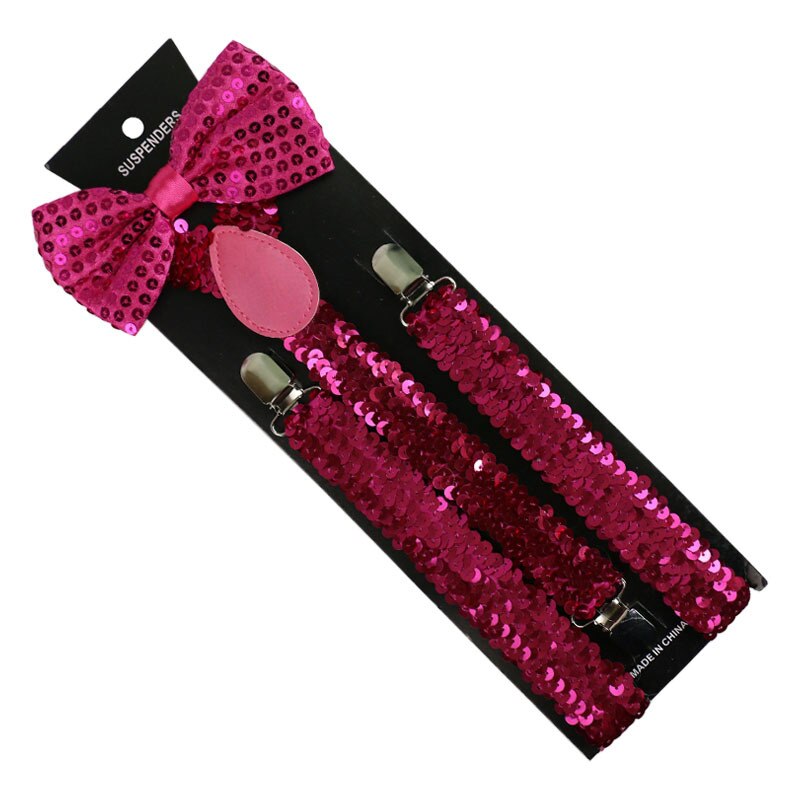Unisex Adult Jarretel Strikje Set Pailletten Effen Grandado unisex-adult-jarretel-strikje-set-pailletten-effen-grandado
