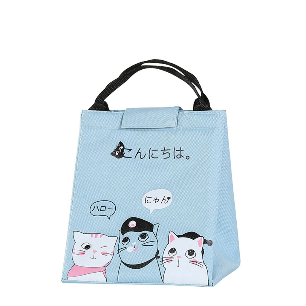 Cute Cartoon Cat Print Waterproof Lunch Bag Thermal Cooler Insulated Portable Tote Bag Accessories: B