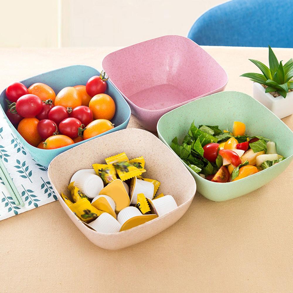 Cuenco cuadrado para ensalada, Bol de paja de trigo para sopa, respetuoso con el medio ambiente, para aperitivos, fruta seca, plato de almacenamiento